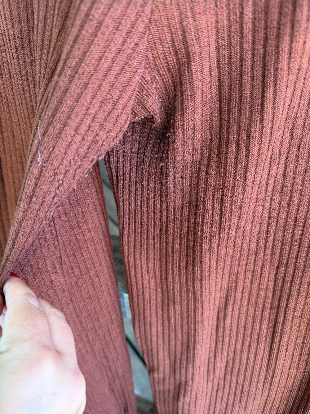 SHEIN Rust Ribbed Wide-Leg Pants - Picture 5 of 6